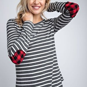 12PM by Mon Ami Charcoal Stripe Red Buffalo Check